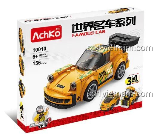 Hộp đồ chơi lắp ráp AchKo 10010 Porsche 911, bộ lắp ghép 156 mảnh chất lượng cao cho bé trai 6 tuổi