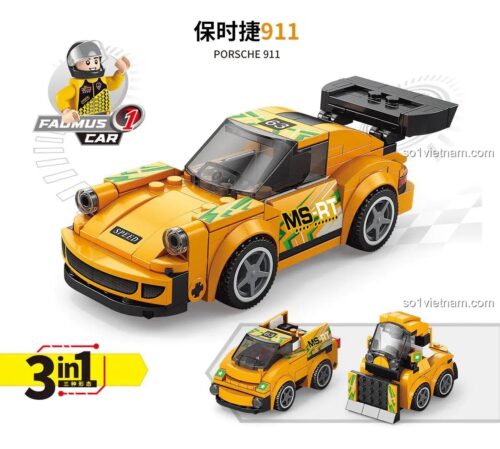 Mô hình AchKo 10010 Porsche 911 lắp được 3 kiểu, đồ chơi mô hình biến hình linh hoạt cho bé trai, giá tiết kiệm