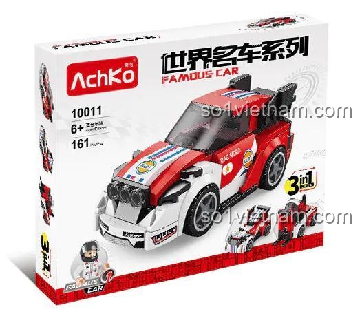 Bộ lắp ghép AchKo 10011 Ford Fiesta xe đua màu đỏ trắng, đồ chơi lắp ráp cho bé trai 6 tuổi, giá tốt.