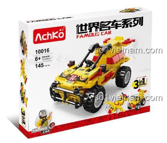 Hộp đồ chơi lắp ráp AchKo 10016 Xe Buggy Sa Mạc 3in1, bộ xếp hình 145 chi tiết cho bé trai 6 tuổi, chất lượng cao.