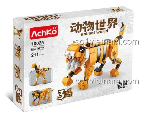 bộ xếp hình 10025, hộp sản phẩm AchKo 10025 Hổ Robot Siberia, đồ chơi lắp ráp cho bé trai 6 tuổi, giá bình dân