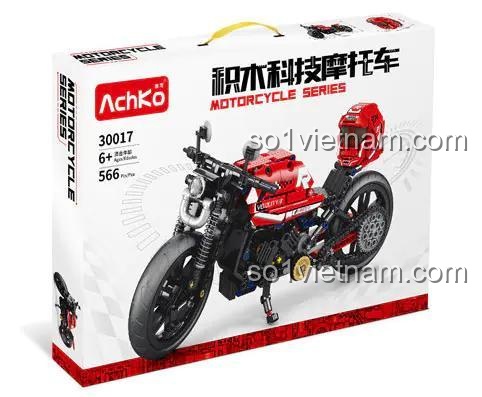 Hộp bộ lắp ráp AchKo 30017 Xe Mô tô Đỏ Kỹ Thuật, đồ chơi mô hình Pin Gao giá rẻ cho bé trai 6 tuổi