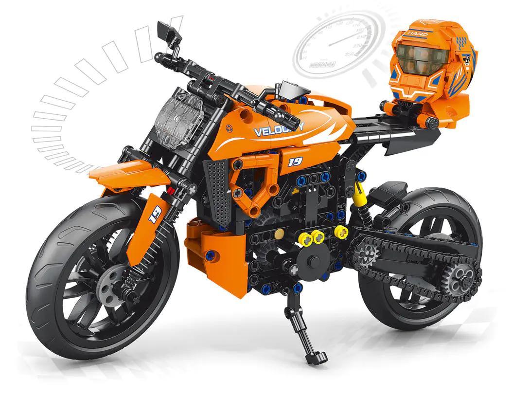 bộ lắp ghép Xe Mô Tô Công Nghệ AchKo 30019 màu cam nổi bật, đồ chơi mô hình cho bé trai 6 tuổi, giá tốt