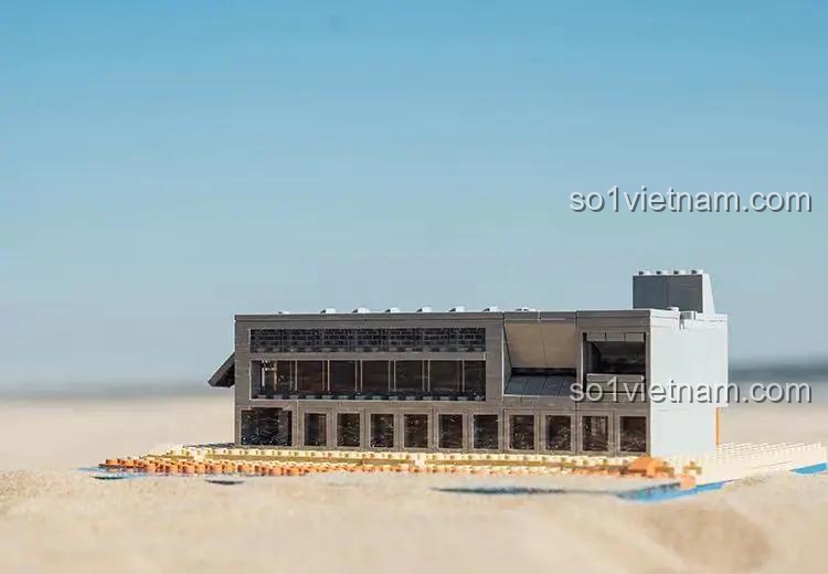 Mô hình Thư viện Cô đơn Aranya Amazing Brick AB11002 trên bãi cát