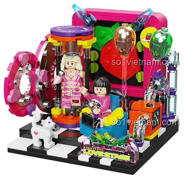 đồ chơi lắp ráp AREA-X AB0006 Sân khấu âm nhạc, mô hình sân khấu lễ hội có 2 minifigures, đồ chơi cho bé gái 8 tuổi