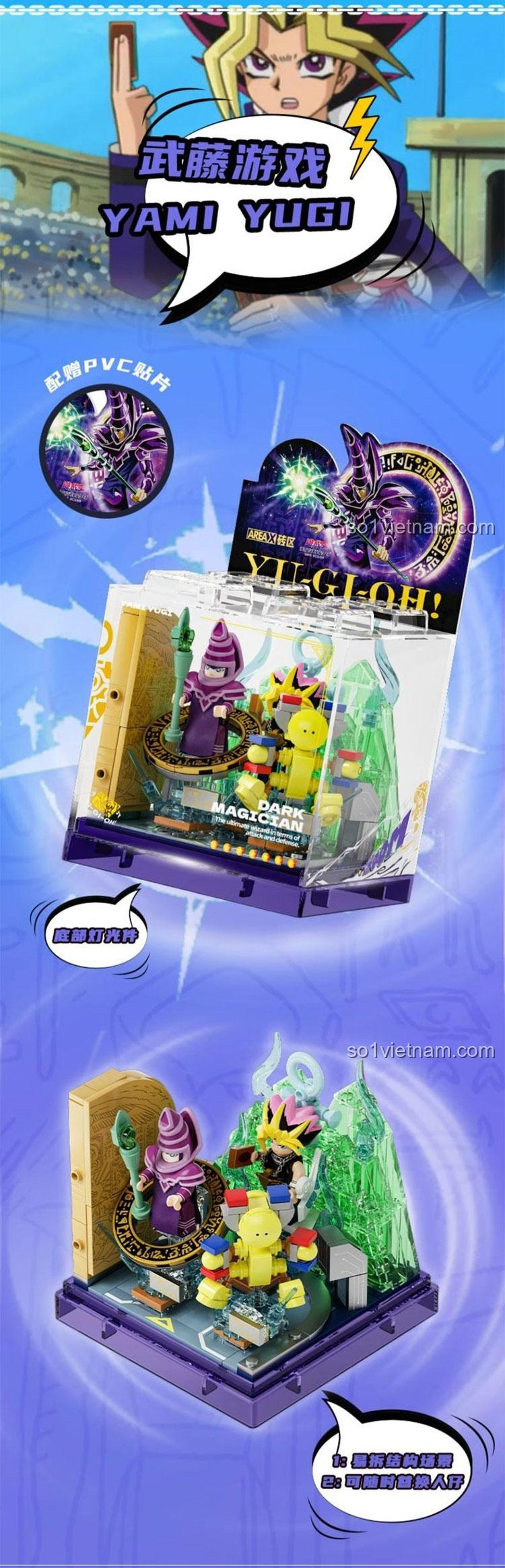 Phụ kiện Trận Chiến Bầu Trời AREA-X AB0044, đồ chơi lắp ghép Yugi Muto, Blue-Eyes White Dragon, Setob Kaiba, Dark Magician, có đèn LED, tương thích LEGO®, giá tốt