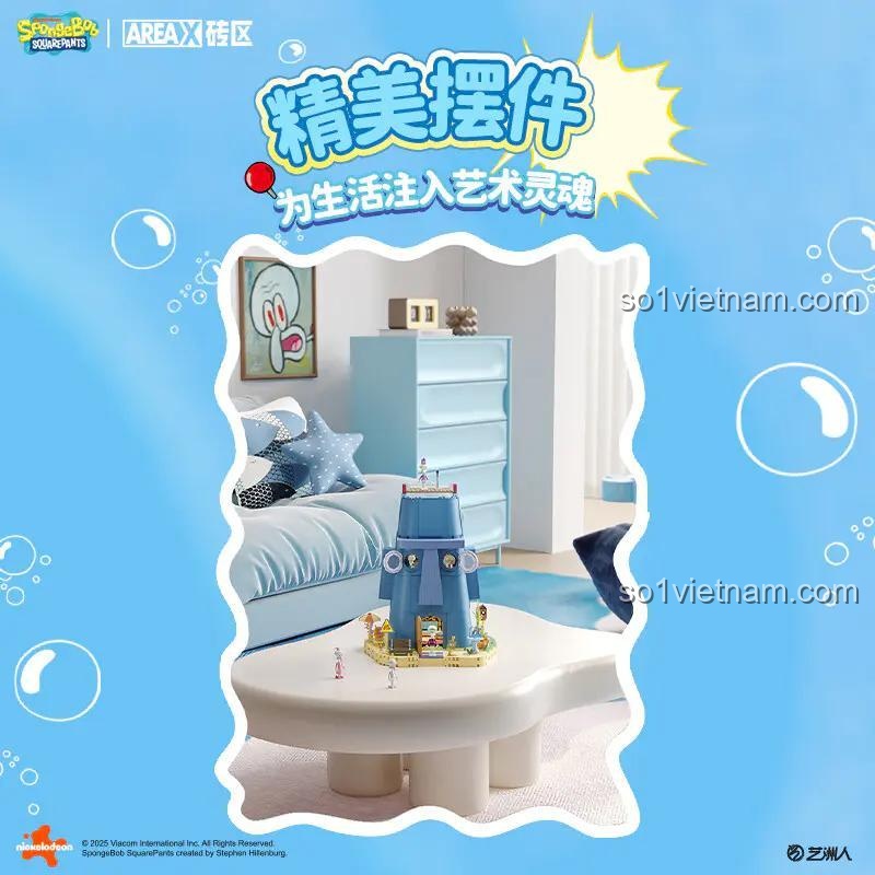 Mô hình nhà Squidward AB0078 dùng để trang trí bàn làm việc, món quà độc đáo cho người hâm mộ SpongeBob.