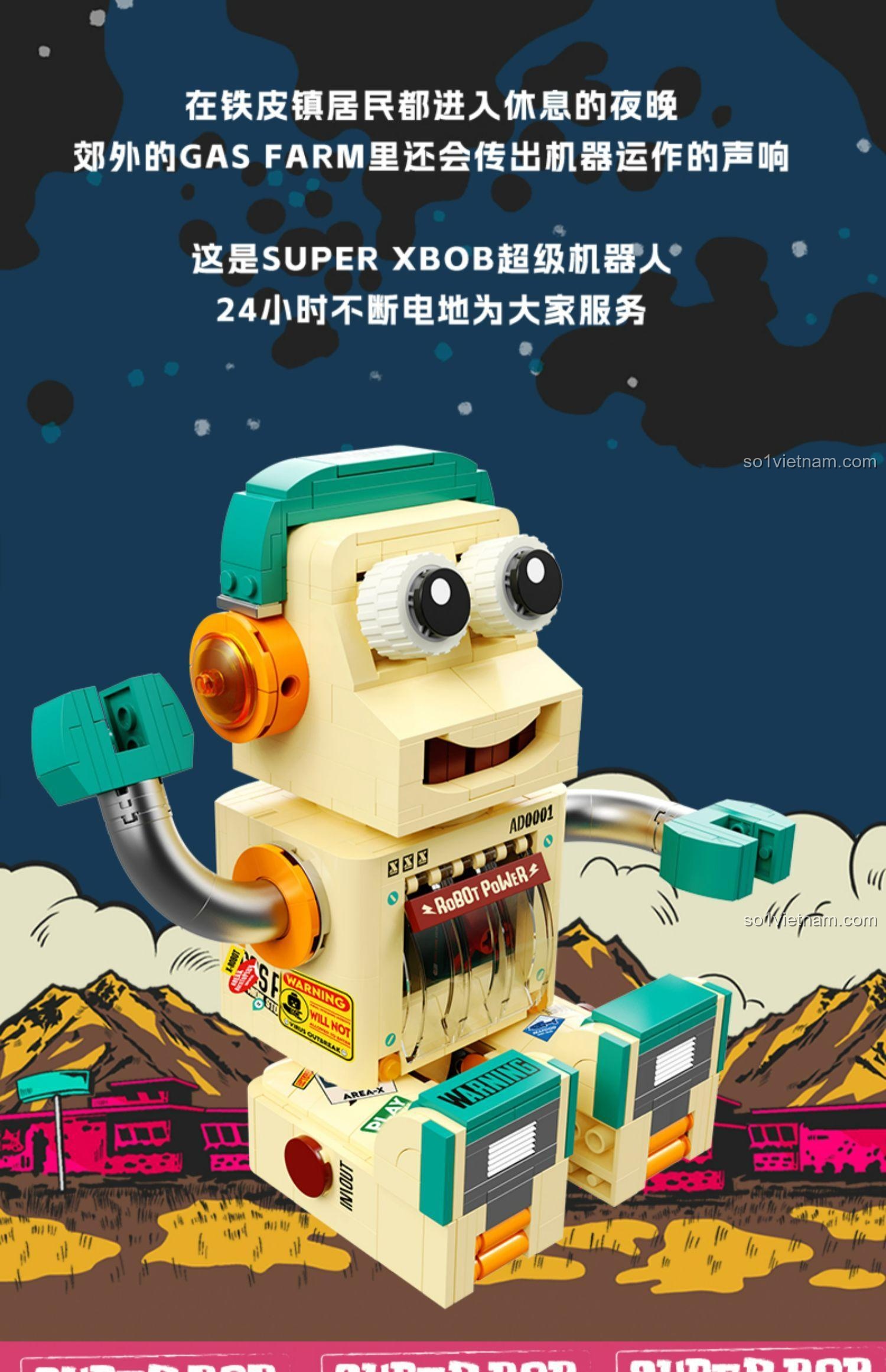 Bộ khối lắp ghép Robot Bob Siêu Cấp phục vụ 24 giờ không ngừng nghỉ. Món đồ chơi sáng tạo và đầy cảm hứng.
