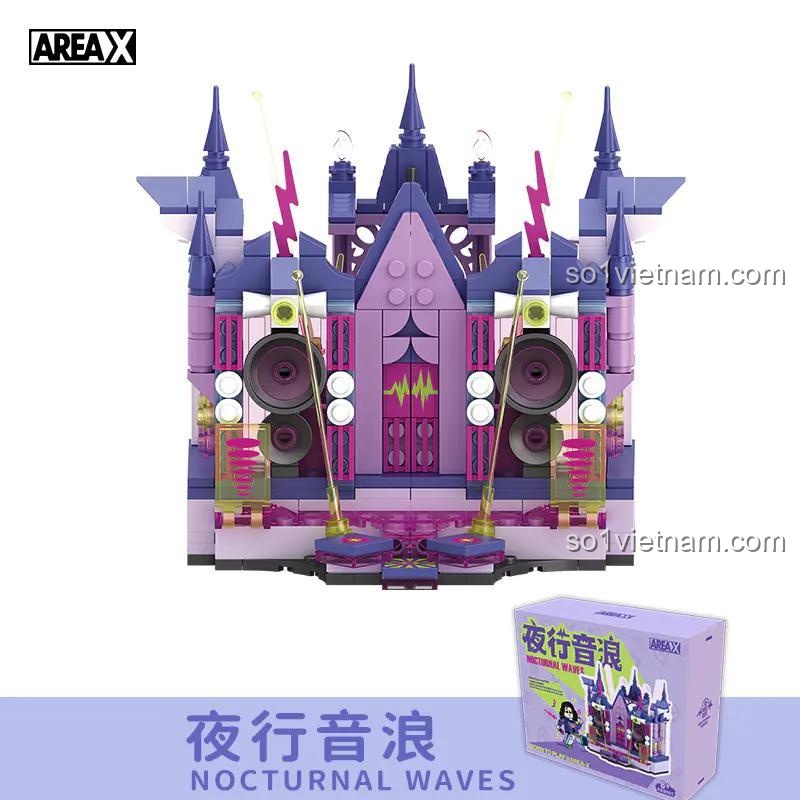 Hộp sản phẩm Lâu đài Âm thanh Đêm AX0501 của AREA-X, có hình ảnh mô hình và tên sản phẩm