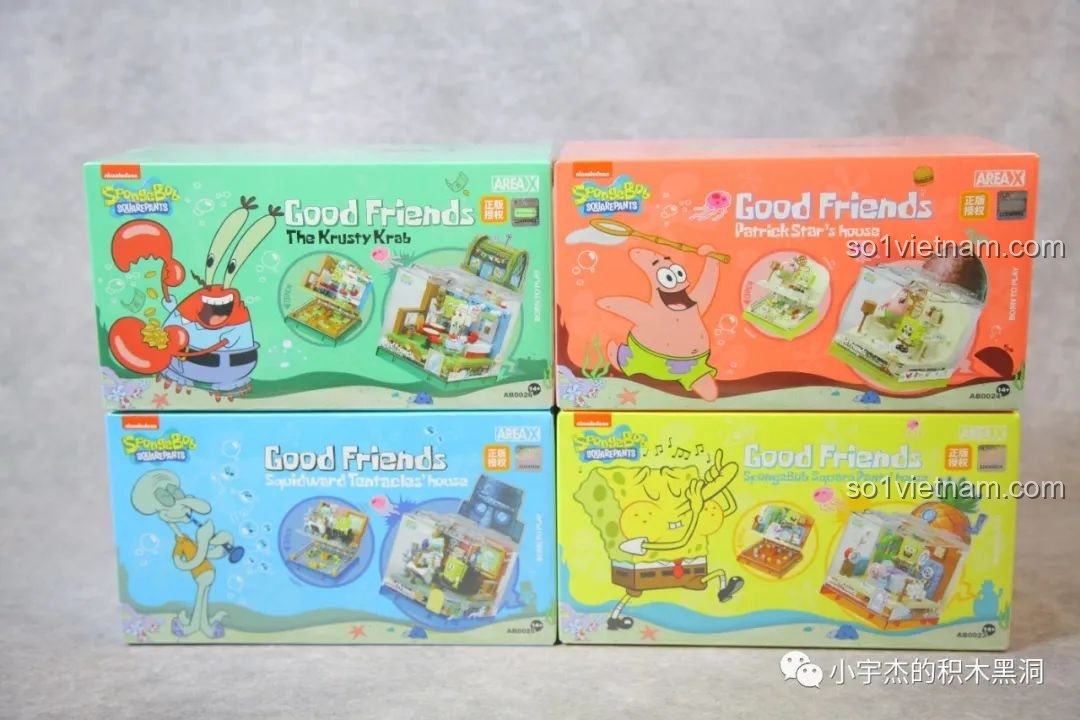 Bốn hộp đồ chơi lắp ráp AREA-X Spongebob Squarepants 