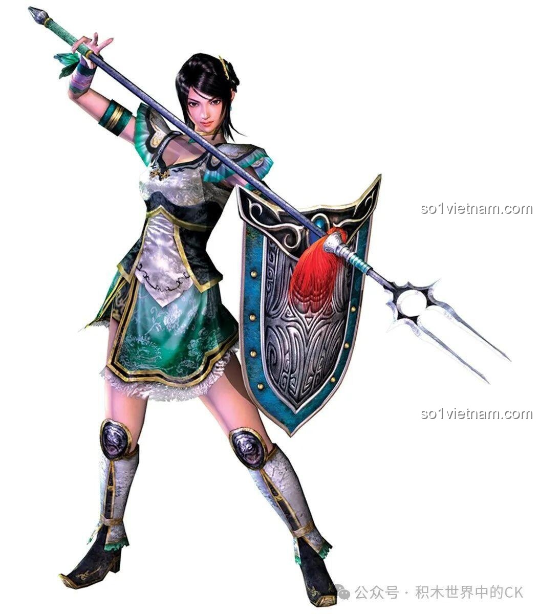 Hình ảnh artwork của nhân vật Trương Tinh Thái trong game Dynasty Warriors, nguồn cảm hứng cho minifigure.