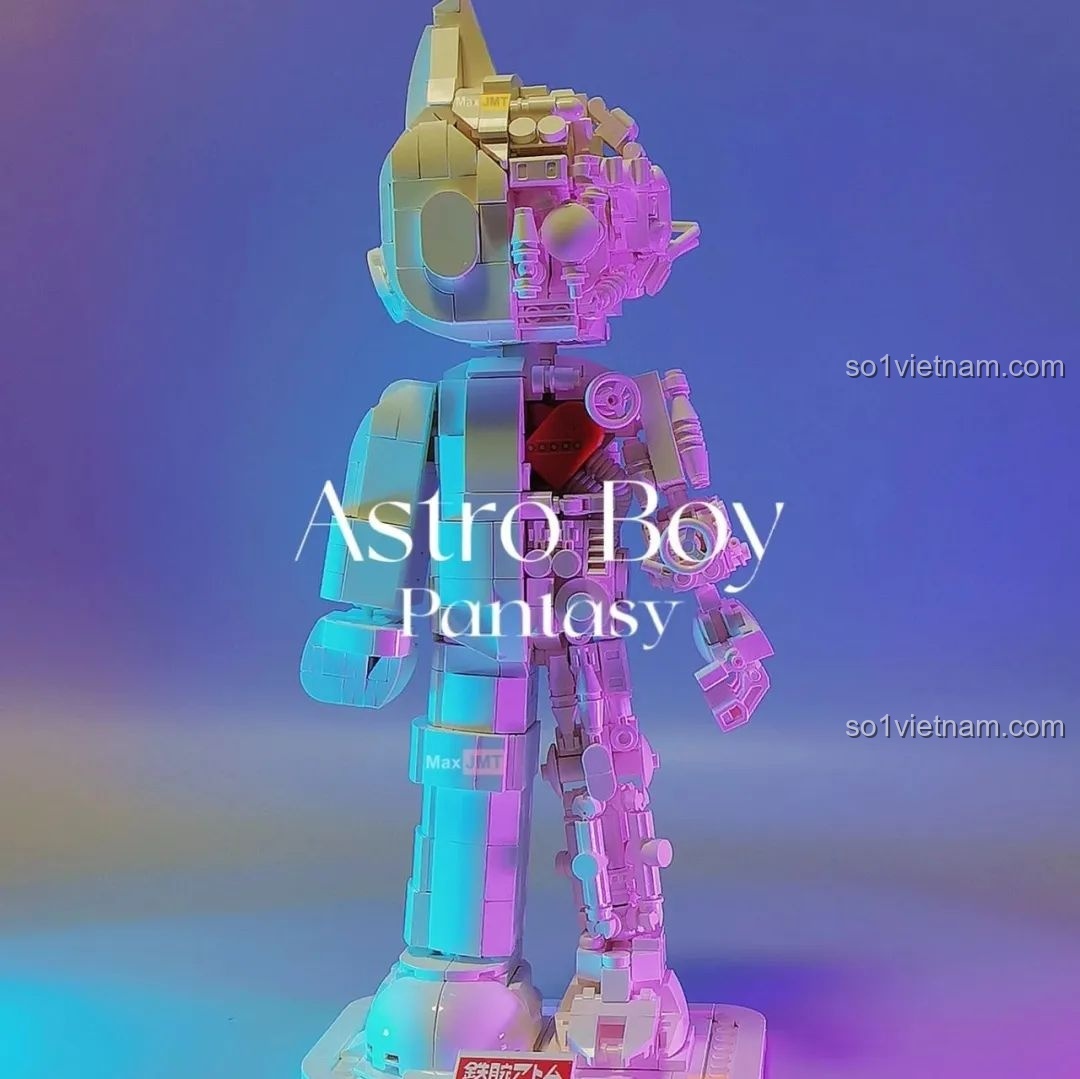 Mô hình Astro Boy dưới ánh đèn màu