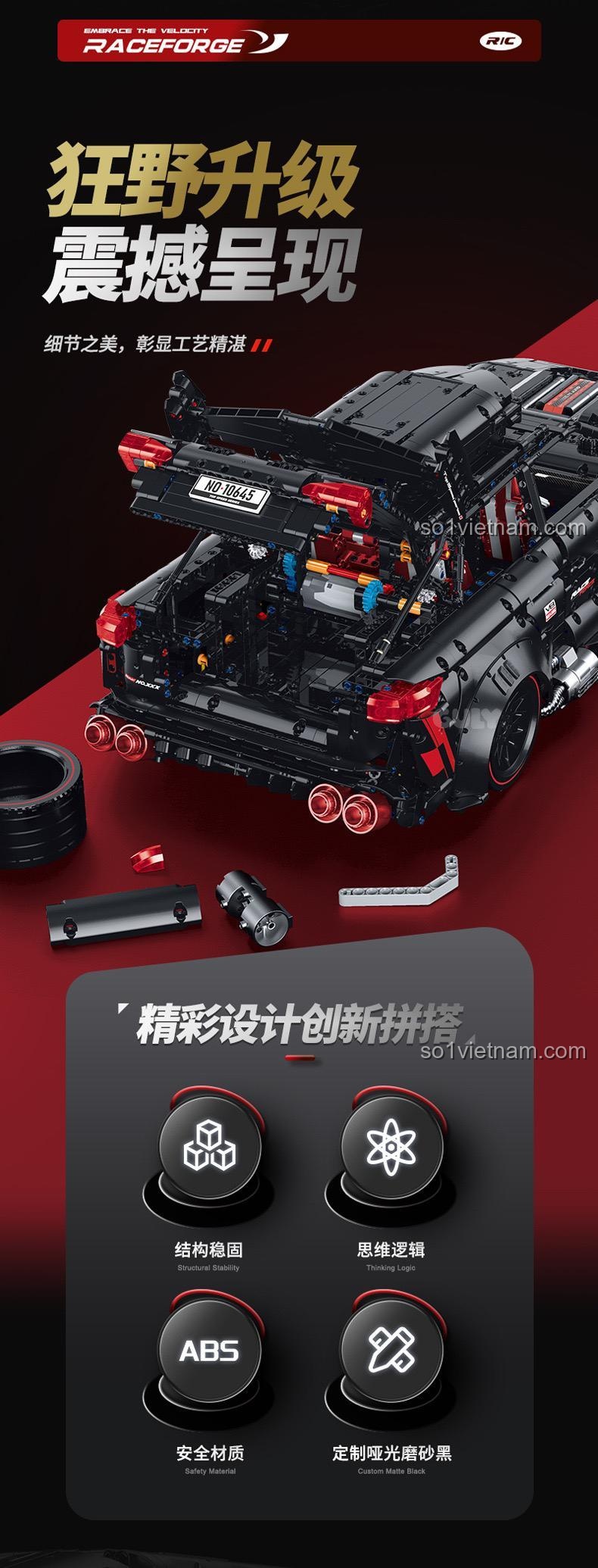 Bánh xe mô hình xe Audi RS6 Performance GULY 10645, bộ lắp ghép xe đua hiệu suất cao, đồ chơi xây dựng cho bé trai 8 tuổi