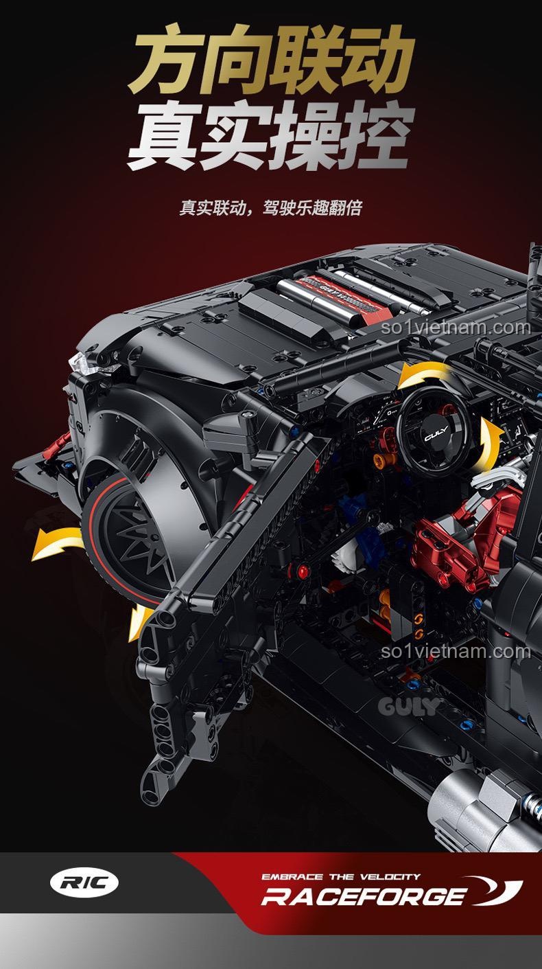 Thiết kế thông minh của mô hình xe Audi RS6 Performance GULY 10645, bộ lắp ghép xe đua hiệu suất cao, đồ chơi xây dựng cho bé trai 8 tuổi