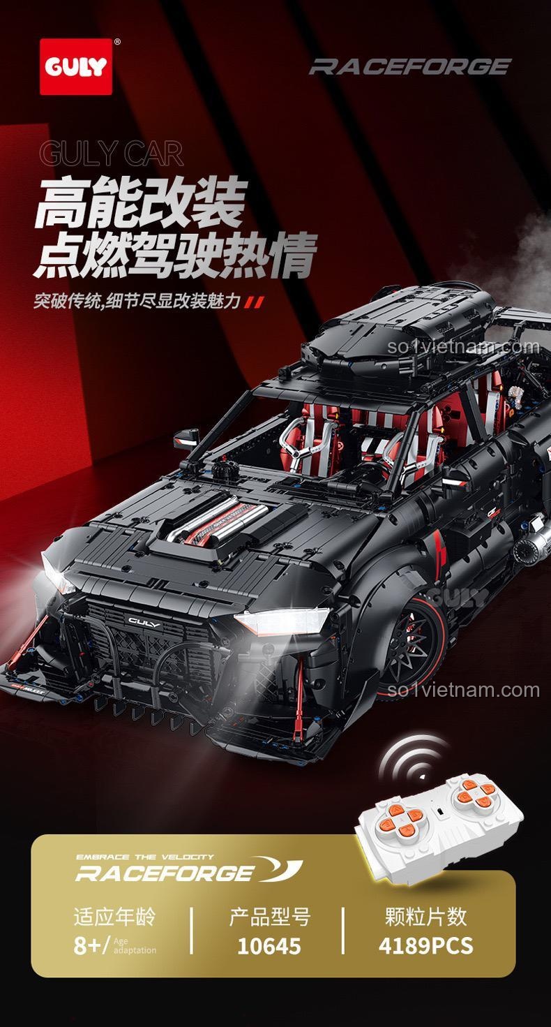 Tổng thể mô hình xe Audi RS6 Performance GULY 10645, bộ lắp ghép xe đua hiệu suất cao, đồ chơi xây dựng cho bé trai 8 tuổi