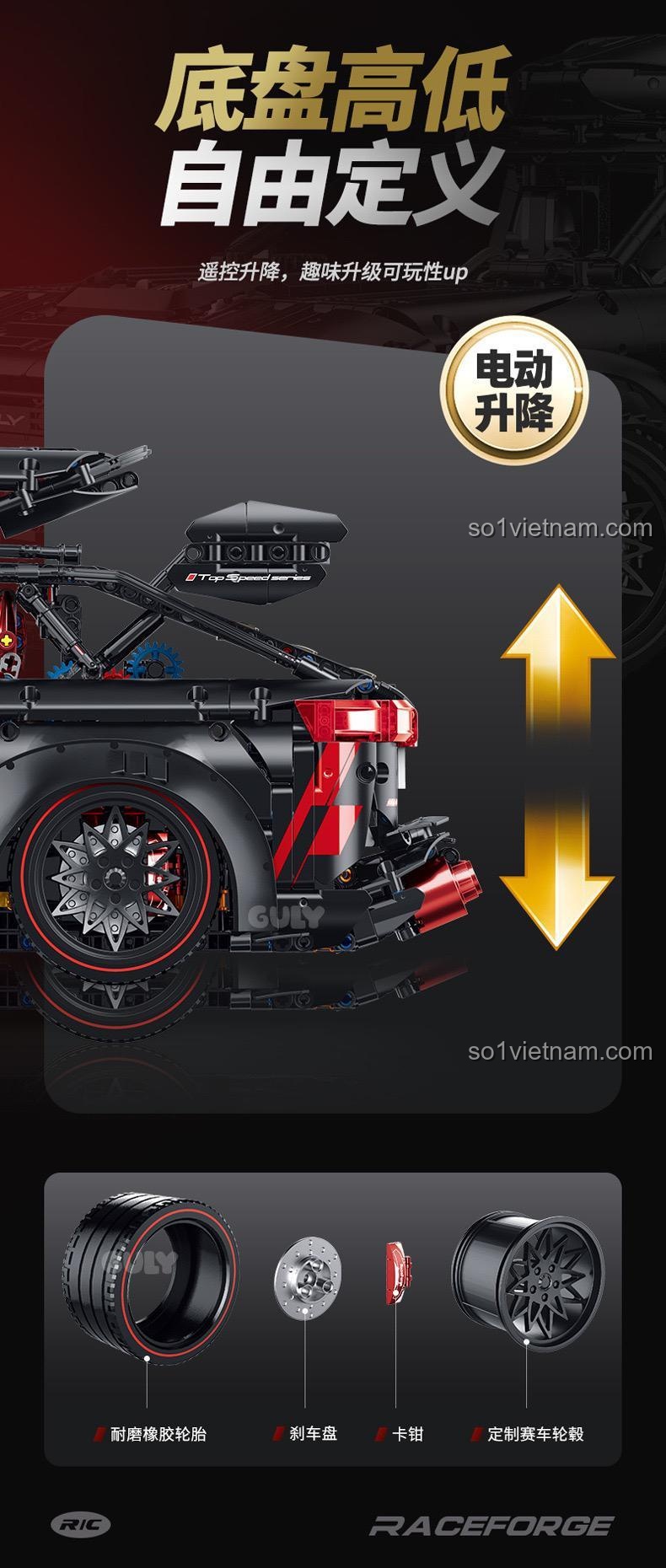 Mô hình xe Audi RS6 Performance GULY 10645, tỷ lệ 1:8, bộ lắp ghép xe đua hiệu suất cao, đồ chơi xây dựng cho bé trai 8 tuổi