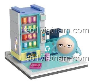 Bộ lắp ghép Eggy Xanh và Máy Bán Hàng từ set Auldey Eggy Party, đồ chơi mô hình chất lượng cao, an toàn cho trẻ em.