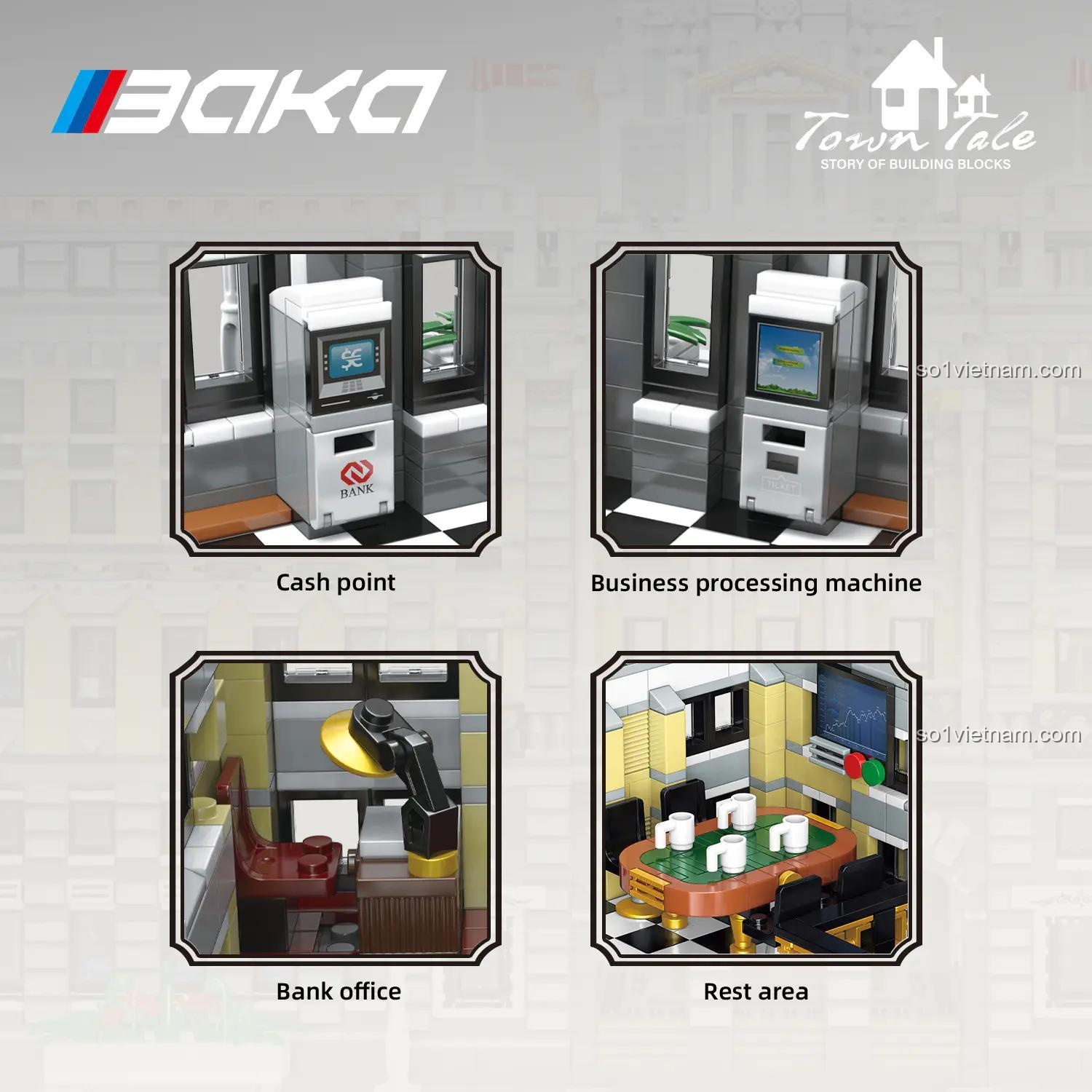 Thiết kế mô-đun bộ lắp ghép Tòa nhà Ngân hàng HSBC Thượng Hải Baka, dễ dàng tháo rời xem nội thất, đồ chơi mô hình chất lượng cao