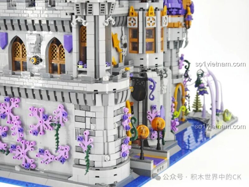 Chi tiết kiến trúc và trang trí của bộ lắp ghép BAKA 33210 Lâu đài Ma thuật, thể hiện độ tỉ mỉ và chất lượng vượt trội, phù hợp con trai 14 tuổi, giá tốt.