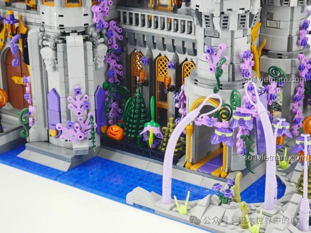 Toàn cảnh nội thất tầng trên của Lâu đài Ma thuật BAKA 33210, với các phòng và hành lang.