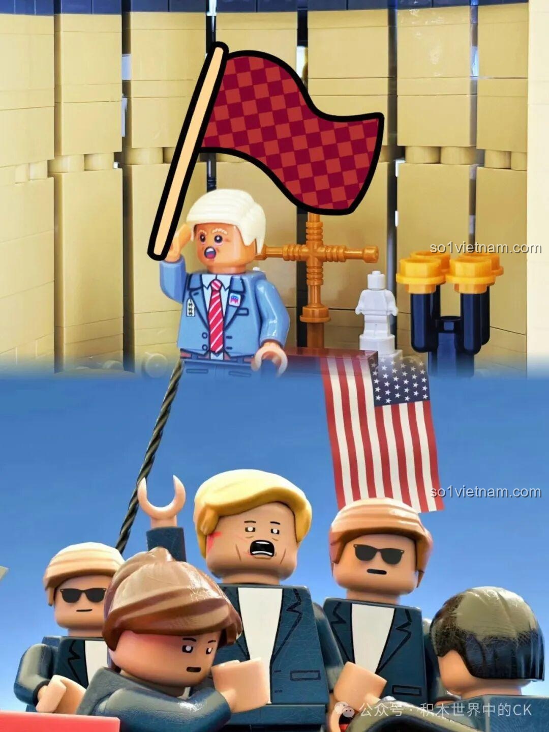 Một góc khác của tường bên mô hình BAKA 33213 Nhà thờ Đức Bà Paris, với các chi tiết trang trí.