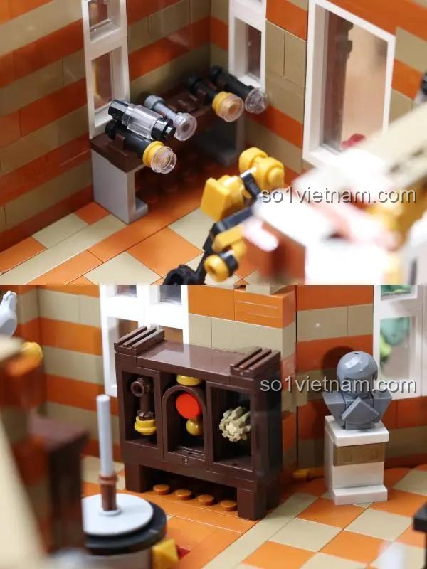 Nội thất chi tiết của Tòa nhà Thiên Văn Học Baka 33229, bộ lắp ghép cho bé 6 tuổi, rèn luyện sự khéo léo, giá trị cao