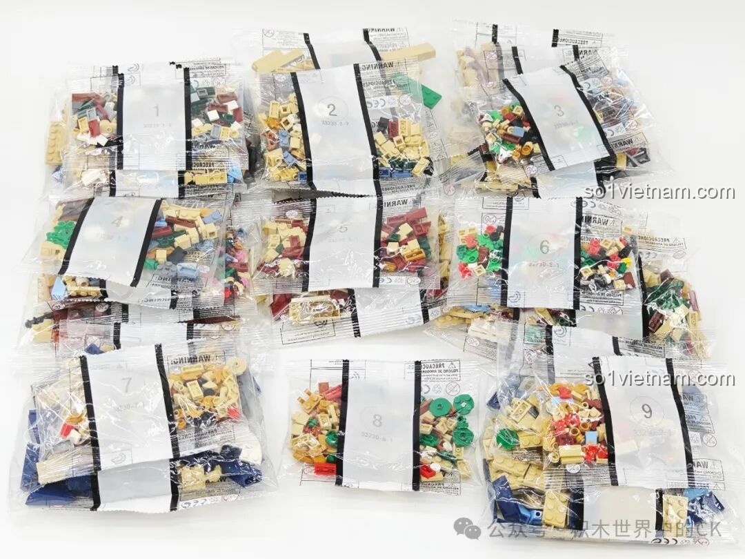 Các túi chi tiết được đóng gói cẩn thận theo từng bước lắp ráp của bộ BAKA 33230.