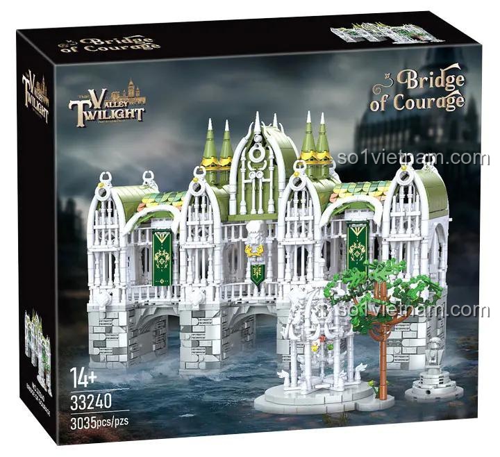 Hộp sản phẩm bộ lắp ghép BAKA 33240 Cầu Dũng Khí, đồ chơi xếp hình kiến trúc Tiên tộc, 3035 mảnh ghép, dành cho con trai 14 tuổi.