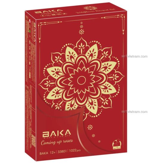 đồ chơi mô hình Hoa Hồng Lắp Ghép BAKA 33801, chi tiết hoa hồng đỏ trắng, quà tặng ý nghĩa, giá rẻ