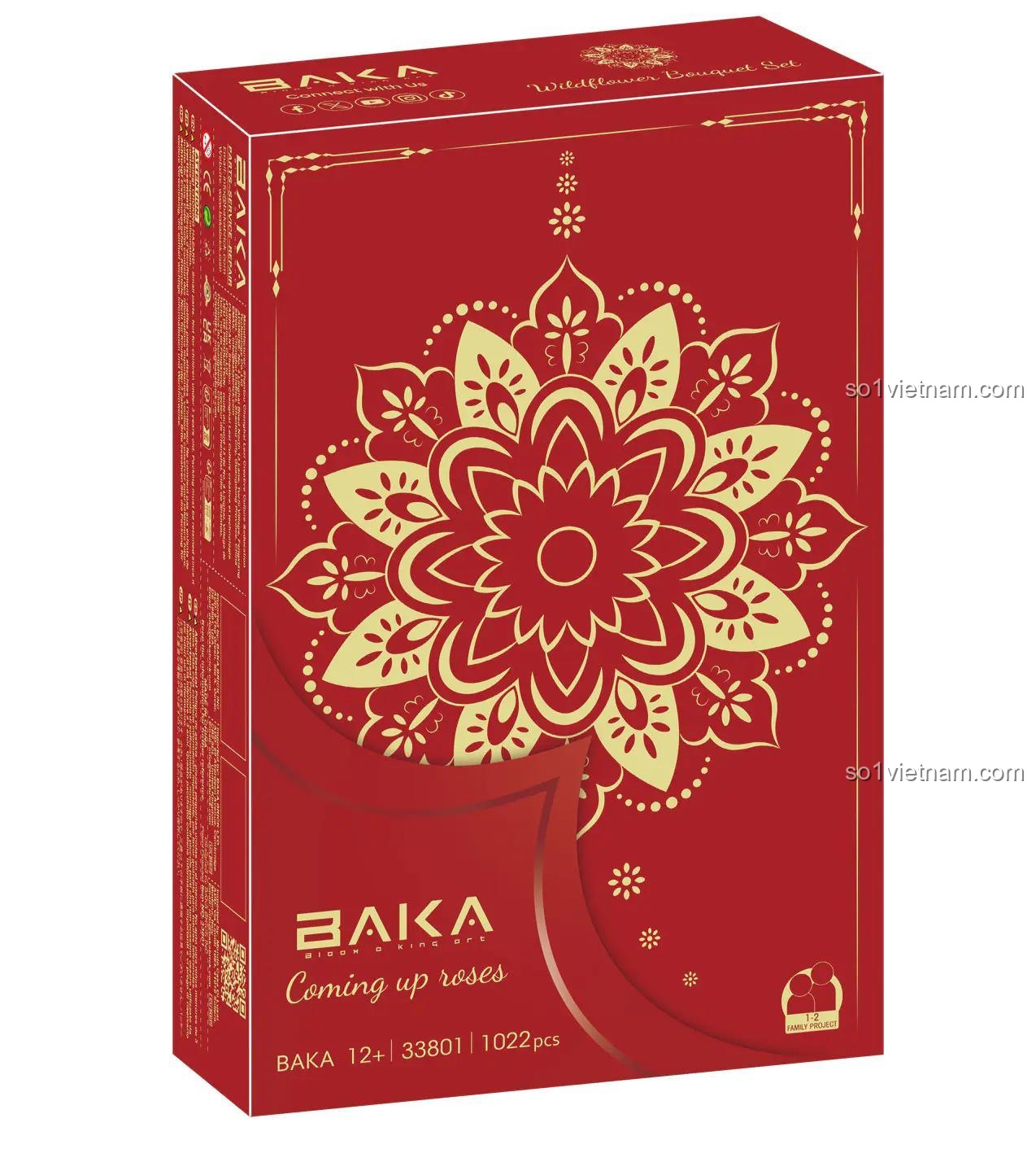 đồ chơi mô hình Hoa Hồng Lắp Ghép BAKA 33801, chi tiết hoa hồng đỏ trắng, quà tặng ý nghĩa, giá rẻ