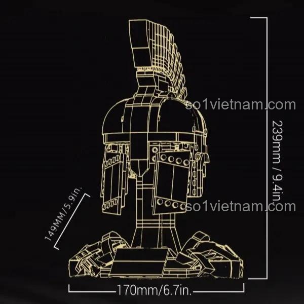 Kích thước mô hình Mũ chiến binh Sparta Baka Technology 33900, đồ chơi mô hình cho bé trai 6 tuổi, giá rẻ