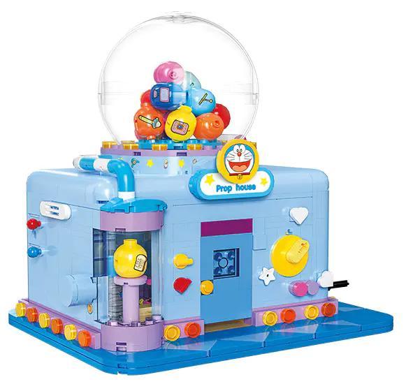 bộ lắp ghép Máy bán kẹo Doraemon, mô hình máy gacha có đèn LED cho bé 6 tuổi