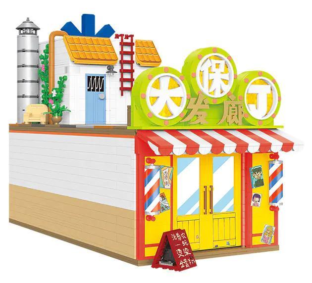 Bộ lắp ghép Tiệm Tóc Đại Bảo Đinh Balody 21109 từ phim Thích Khách Ngô Lục Thất, đồ chơi mô hình 2324 mảnh cho bé 6 tuổi.