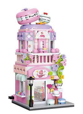 Mô hình Cửa hàng bánh Macaron BALODY đã lắp ráp hoàn chỉnh, đồ chơi xây dựng sắc màu pastel cho bé gái 8 tuổi