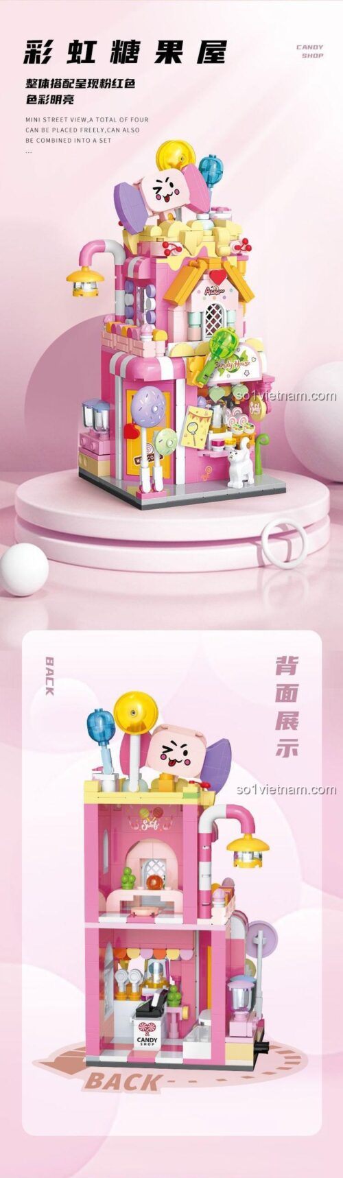 Hộp đồ chơi mô hình Tiệm bánh ngọt Macaron BALODY 201, đồ chơi xây dựng mini block cho bé gái 8 tuổi, giá rẻ