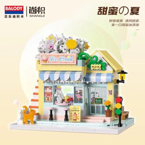 Bộ lắp ghép BALODY 21206 Cửa hàng kem mùa hè ngọt ngào, hộp sản phẩm và mô hình hoàn chỉnh, màu sắc tươi sáng, thiết kế đáng yêu, phù hợp bé gái 6 tuổi, giá tốt.