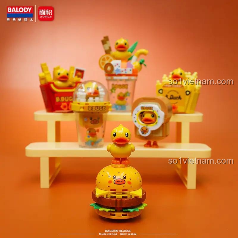 Bộ đồ chơi BALODY B.Duck Vịt Vàng Đồ Ăn Nhanh, bộ xếp hình Bộ sưu tập B.Duck Đồ Ăn Nhanh, chất lượng tốt, giá hời cho bé gái 6 tuổi.