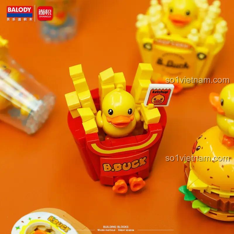 Bộ lắp ghép B.Duck Vịt Vàng Đồ Ăn Nhanh, đồ chơi mô hình BALODY 21280, chi tiết cao, giá trị cao cho bé gái 6 tuổi.