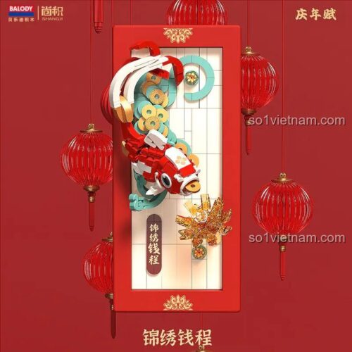 BALODY 21299 Bộ lắp ráp Cá Chép Phong Thủy, đồ chơi mô hình Cá Chép May Mắn, xếp hình Cá Chép Thịnh Vượng, giá rẻ