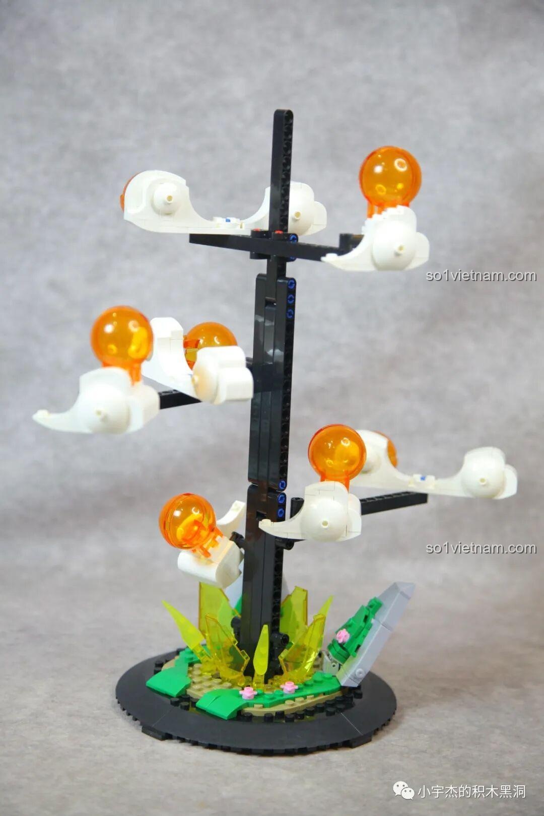 Phần bệ đỡ của mô hình Rồng Thần DK 5007 đã hoàn chỉnh với 7 viên ngọc rồng được gắn xung quanh trụ.