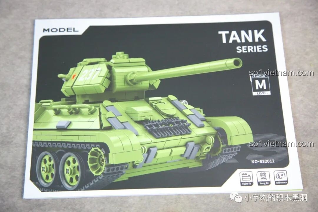 Bìa sách hướng dẫn lắp ráp chi tiết cho mô hình xe tăng T-34 Panlos Brick 632012.