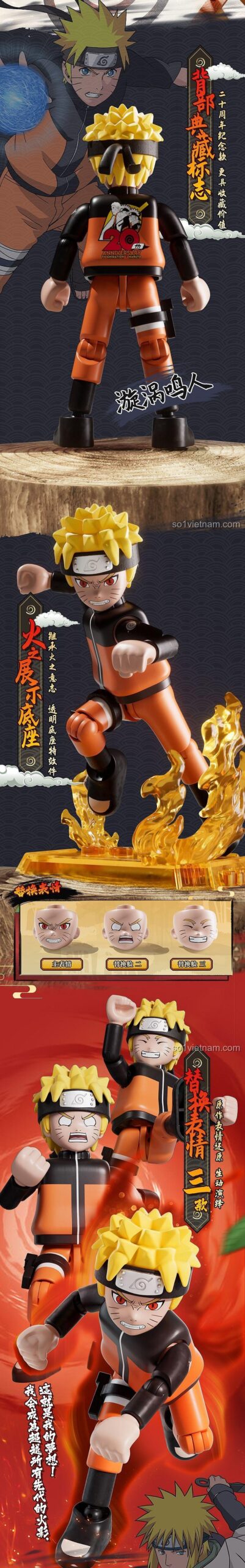 Các biểu cảm khuôn mặt thay thế cho mô hình Naruto Minato Namikaze