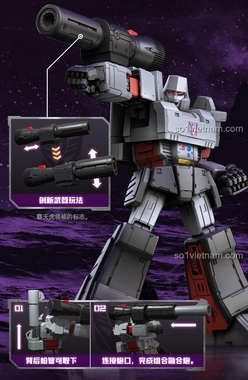 Tính năng vũ khí biến hình độc đáo của Robot biến hình Megatron 167, đồ chơi mô hình Thủ lĩnh Decepticon Megatron cho con trai 14 tuổi.