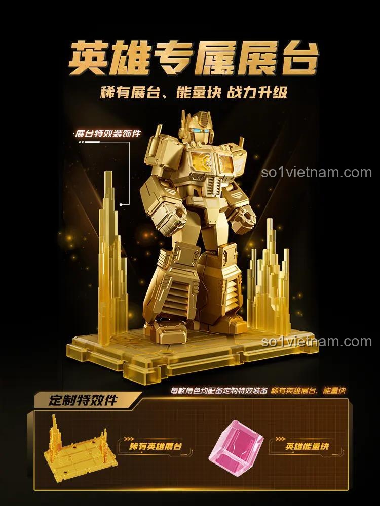 Bệ trưng bày độc quyền cho các chiến binh vàng trong bộ lắp ghép BLOKEES 71191 Transformers, đồ chơi mô hình Robot biến hình cho bé trai 10 tuổi