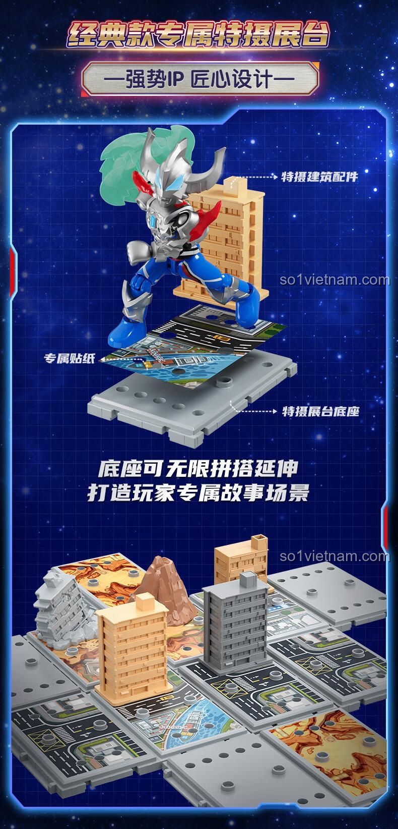 Mô hình Ultraman lắp ráp với đế trưng bày