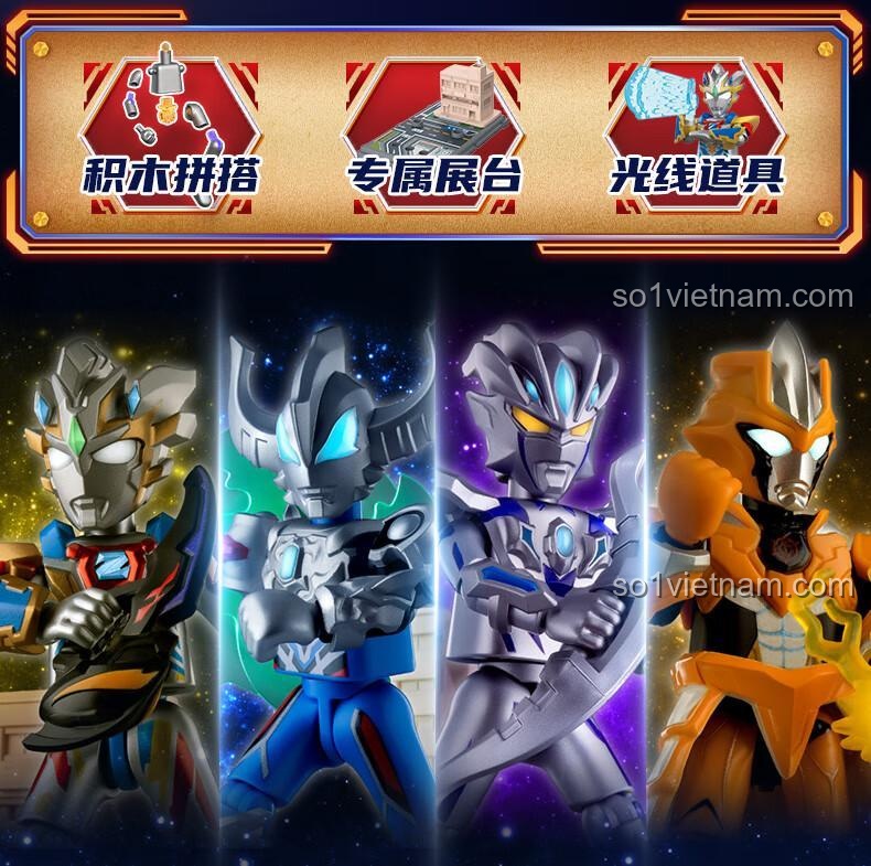 Mô hình Ultraman lắp ráp với phụ kiện và đế trưng bày