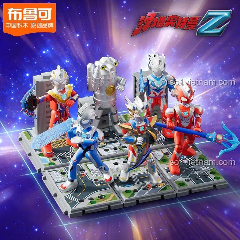 Bộ đồ chơi mô hình BLOKEES 73003 Ultraman Z với 6 siêu nhân điện quang và các đế trưng bày ghép nối, phát triển tư duy cho bé trai 6 tuổi