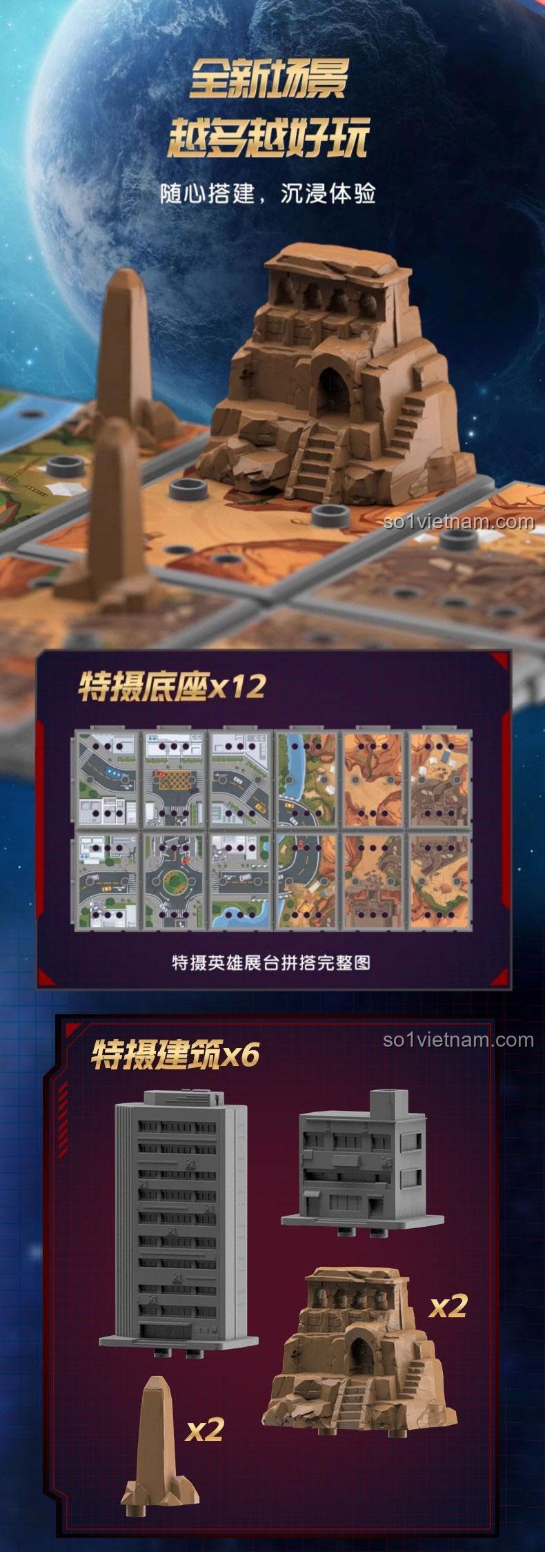 Mô hình quái vật trong bộ đồ chơi lắp ghép Ultraman T.D.G Anh Hùng Hội Tụ 73007 của 布鲁可BLOKEES, có đèn LED và âm thanh, phù hợp cho bé trai 10 tuổi