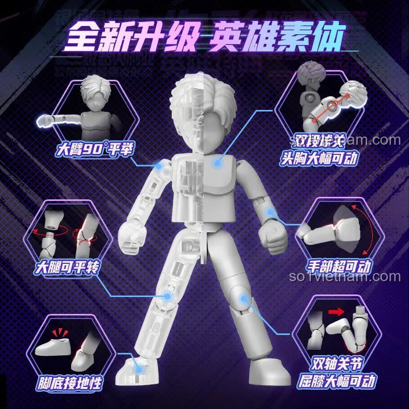 Chi tiết hệ thống khớp nối linh hoạt của figure Ultraman BLOKEES 73307, cho phép tạo nhiều tư thế chiến đấu, phát triển kỹ năng cho trẻ.