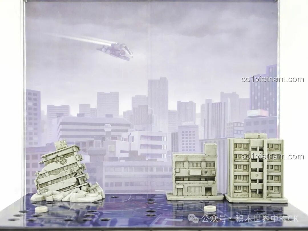 Tấm nền hiệu ứng thành phố bị phá hủy và bầu trời kịch tính cho hộp trưng bày BLOKEES 73405.